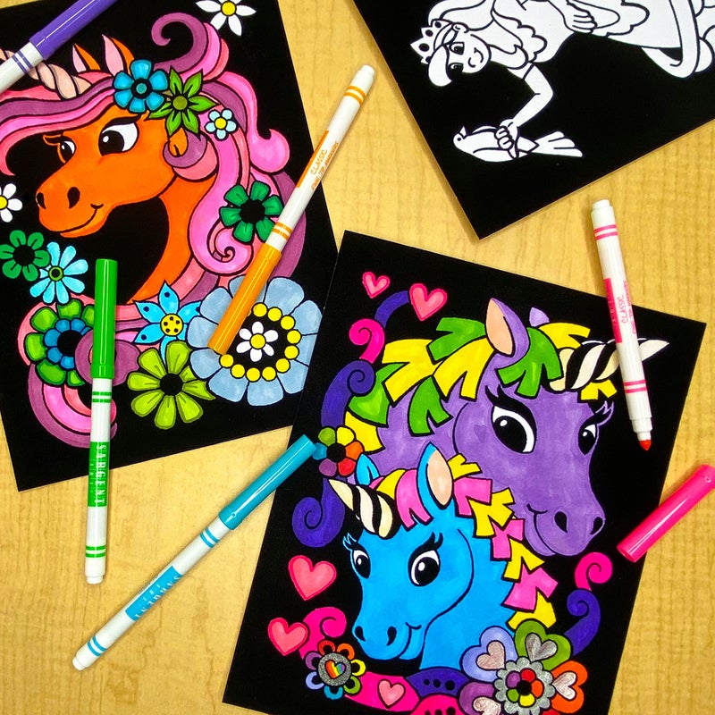 Stuff2Color Super Pack of 18 Fuzzy Coloring Posters (Unicorns & Fairy Tales Edition) - Arts & Crafts for Girls and Boys - Great for After School, Travel, Planes, Group Activities, and Coloring with Friends - Image 3